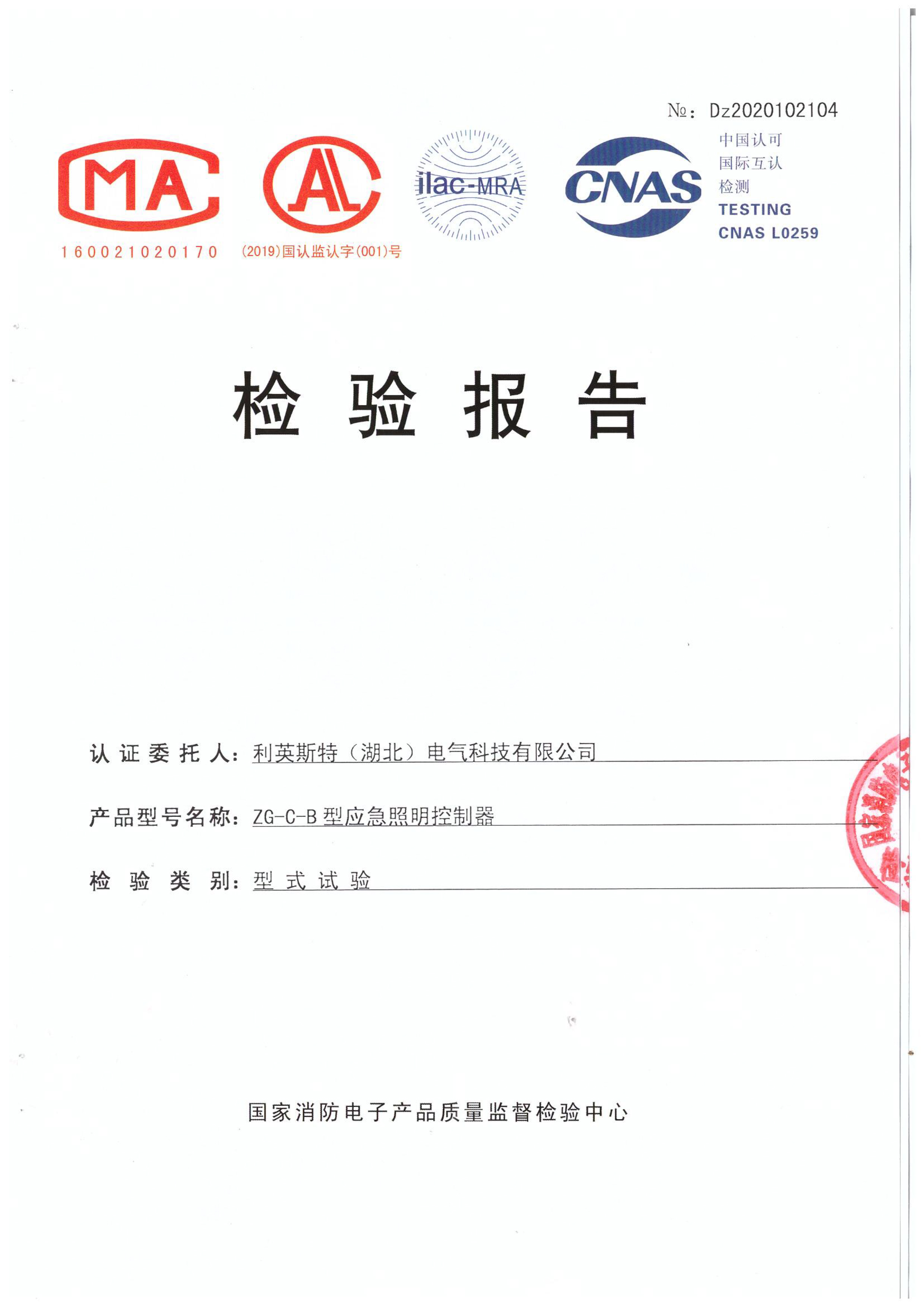 应急照明控制器主机检测报告